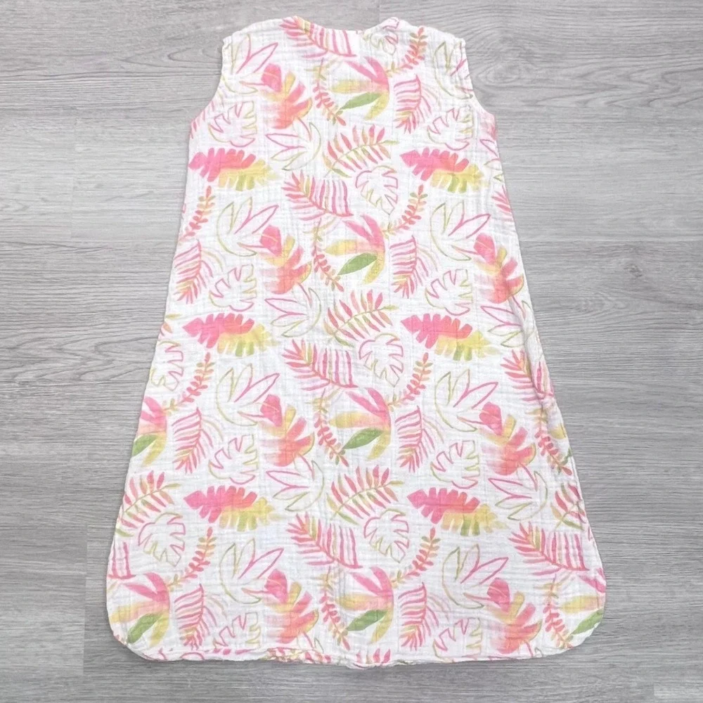 HALO SleepSack Medium 6-12M Pink Tropical Leaf Cotton Muslin Wearable Blanket